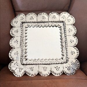 Decorative Scalloped Metal Wall Mirror - Silver